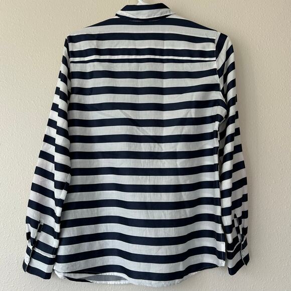 Foxcroft button up long sleeve classic striped shirt preppy career office work S - Picture 7 of 12